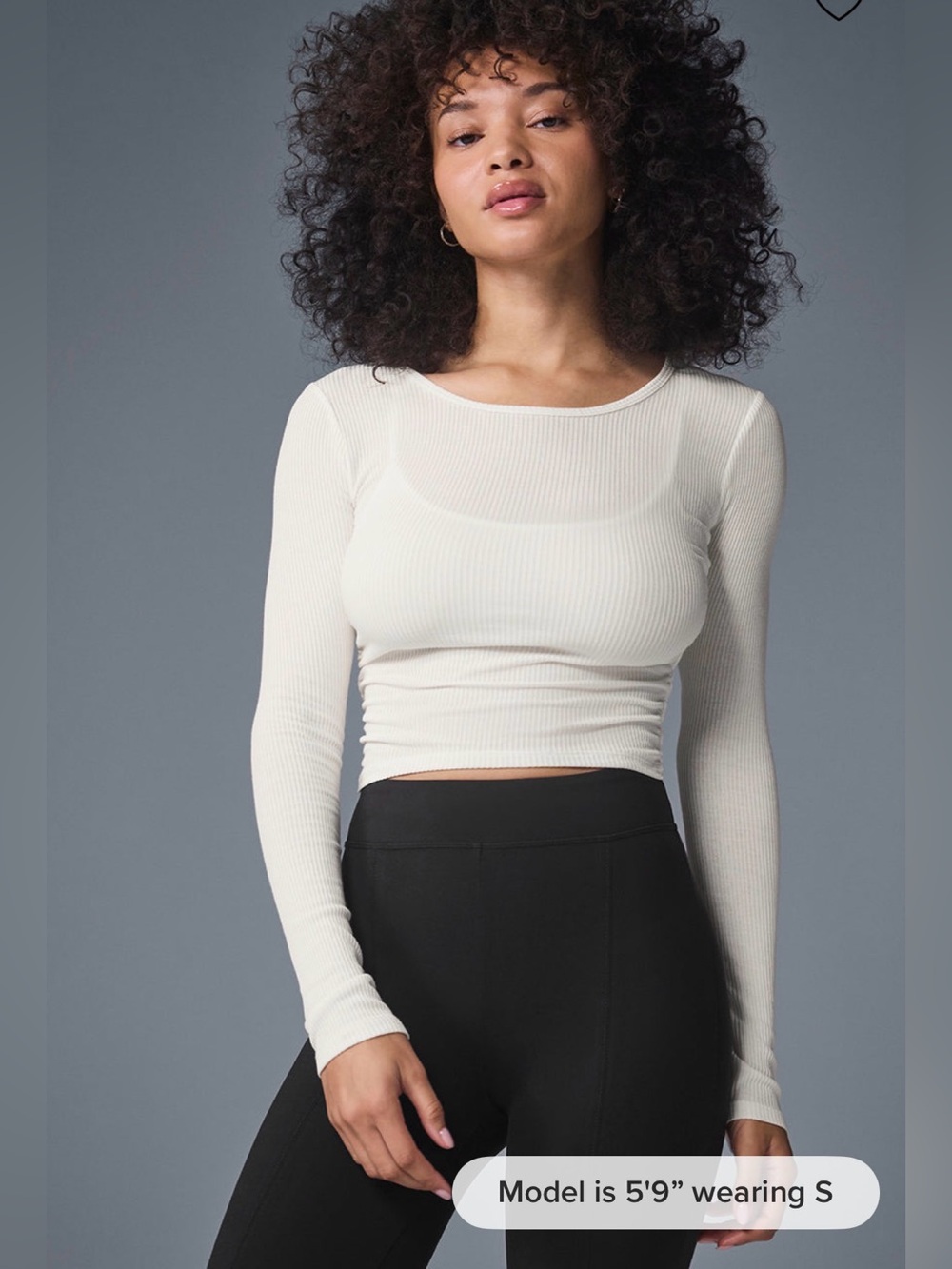 Alo Yoga Ribbed Gather Long Sleeve Top — Ivory